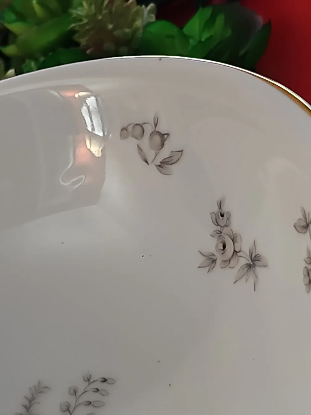 Vintage Amcrest Shadow Rose Fine China Serving Bowl with Gold Trim